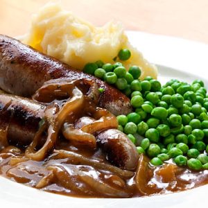 Sausage and Mash with Onion Gravy